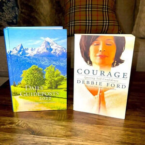 religious christian bundle devotional hardback daily guidebook/softback courage